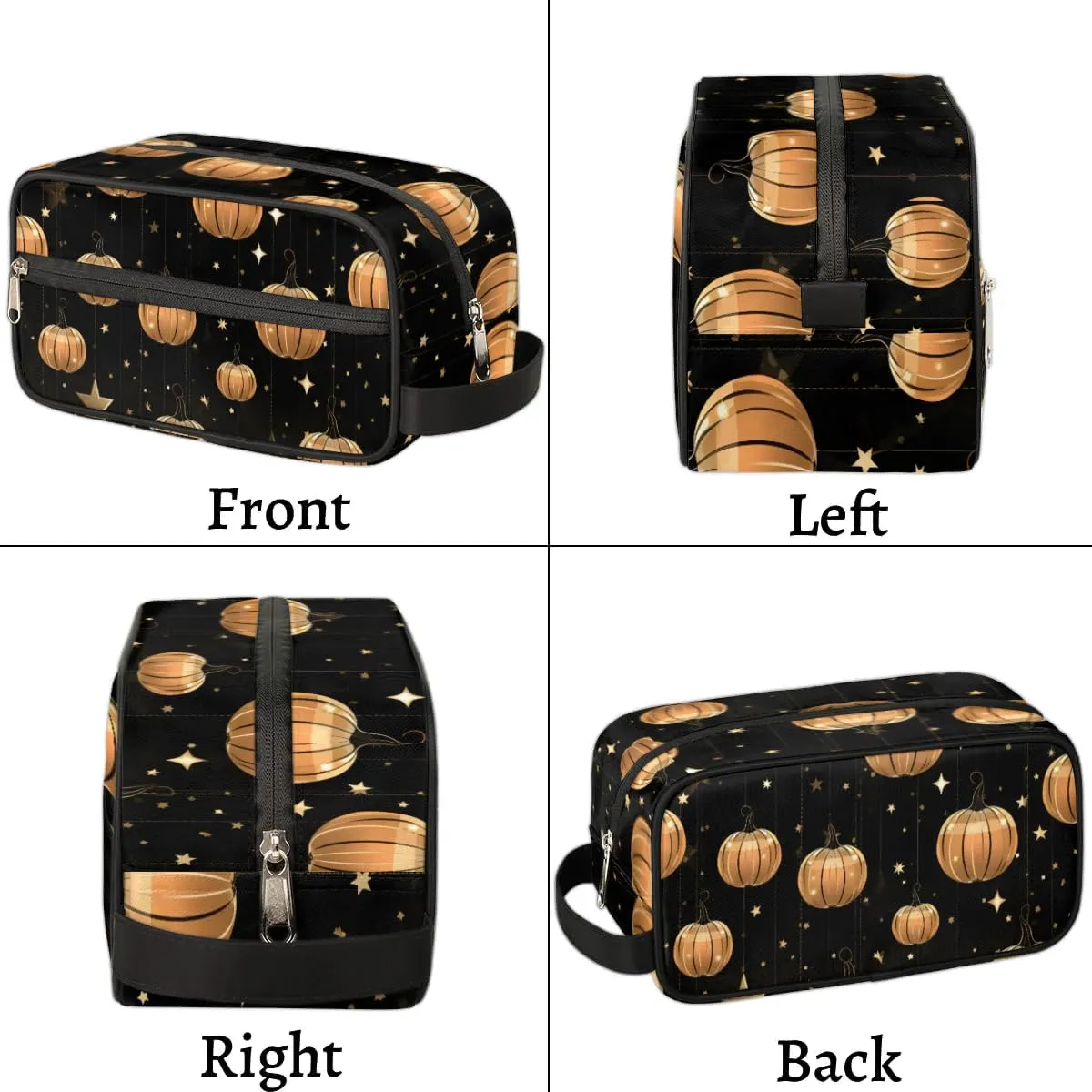 Travel Toiletry Bag for Women Men Halloween Pumpkins Stars Hanging Cosmetic Bag Waterproof Makeup Bag for Shaving Makeup Toothbrush & Travel Essentials