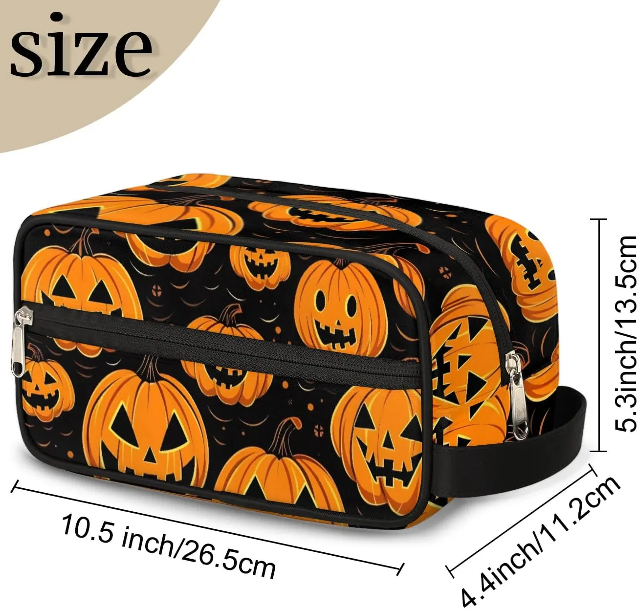 Travel Toiletry Bag for Women Men Halloween Terrifying Pumpkins Hanging Cosmetic Bag Waterproof Makeup Bag for Shaving Makeup Toothbrush & Travel Essentials