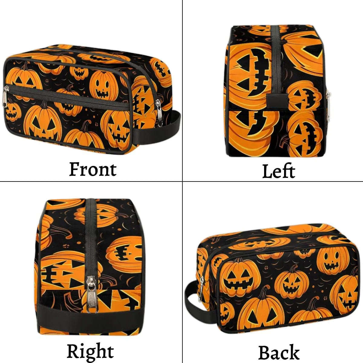Travel Toiletry Bag for Women Men Halloween Terrifying Pumpkins Hanging Cosmetic Bag Waterproof Makeup Bag for Shaving Makeup Toothbrush & Travel Essentials