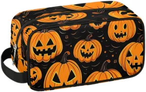 Travel Toiletry Bag for Women Men Halloween Terrifying Pumpkins Hanging Cosmetic Bag Waterproof Makeup Bag for Shaving Makeup Toothbrush & Travel Essentials