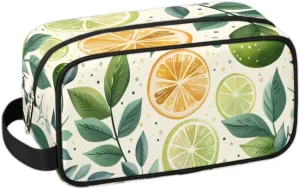 Travel Toiletry Bag for Women Men Lemon Leaves Hanging Cosmetic Bag Waterproof Makeup Bag for Shaving Makeup Toothbrush & Travel Essentials