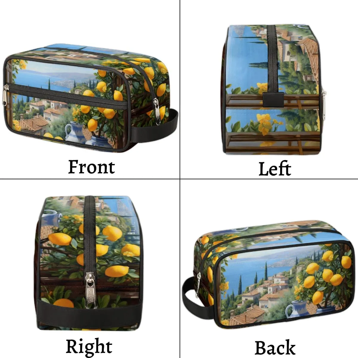 Travel Toiletry Bag for Women Men Lemon Seascape Hanging Cosmetic Bag Waterproof Makeup Bag for Shaving Makeup Toothbrush & Travel Essentials