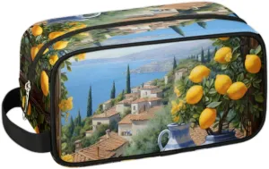 Travel Toiletry Bag for Women Men Lemon Seascape Hanging Cosmetic Bag Waterproof Makeup Bag for Shaving Makeup Toothbrush & Travel Essentials