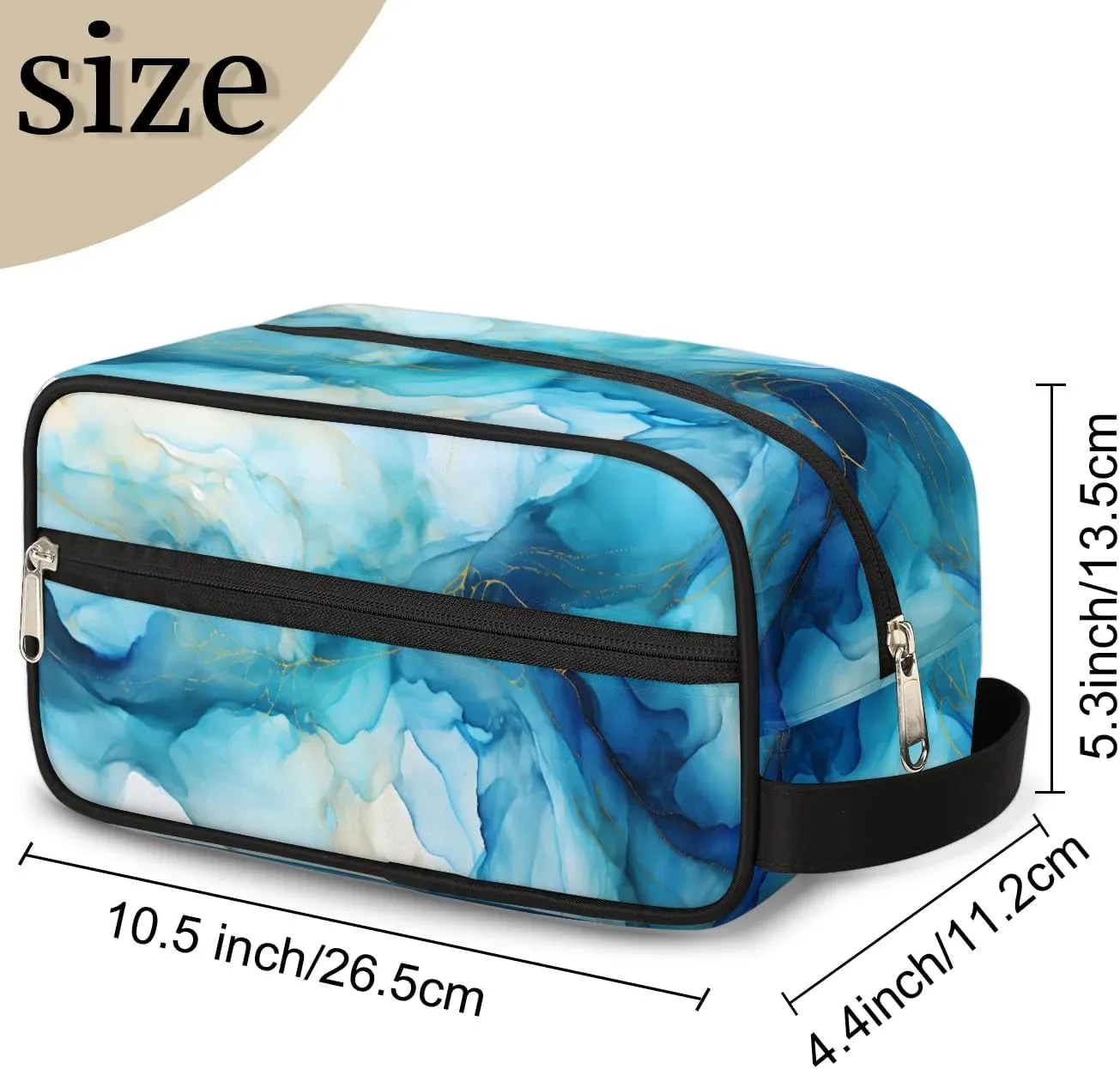 Travel Toiletry Bag for Women Men Marble Blue Texture Hanging Cosmetic Bag Waterproof Makeup Bag for Shaving Makeup Toothbrush & Travel Essentials