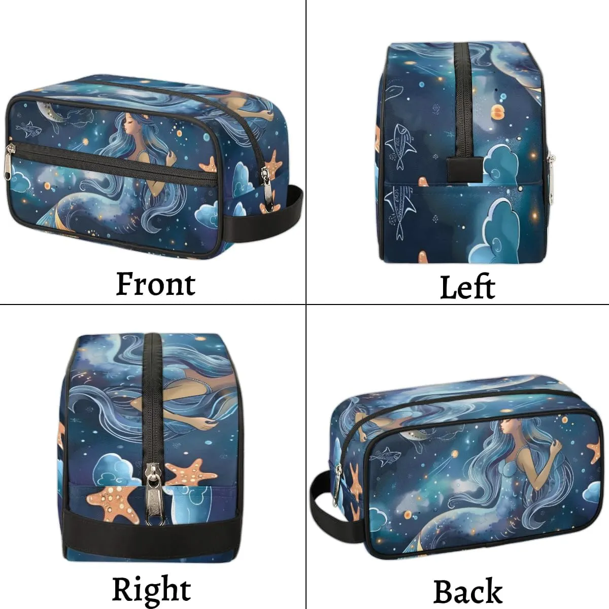 Travel Toiletry Bag for Women Men Mermaid Starfish Hanging Cosmetic Bag Waterproof Makeup Bag for Shaving Makeup Toothbrush & Travel Essentials