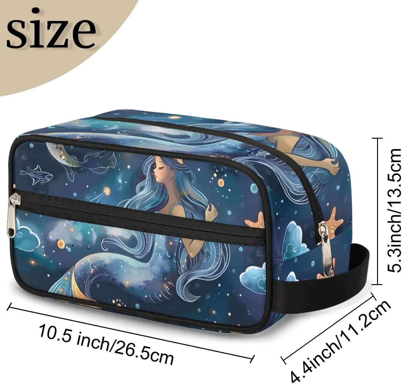 Travel Toiletry Bag for Women Men Mermaid Starfish Hanging Cosmetic Bag Waterproof Makeup Bag for Shaving Makeup Toothbrush & Travel Essentials