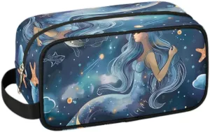 Travel Toiletry Bag for Women Men Mermaid Starfish Hanging Cosmetic Bag Waterproof Makeup Bag for Shaving Makeup Toothbrush & Travel Essentials