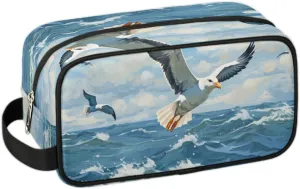 Travel Toiletry Bag for Women Men Ocean Sea Seagulls Hanging Cosmetic Bag Waterproof Makeup Bag for Shaving Makeup Toothbrush & Travel Essentials