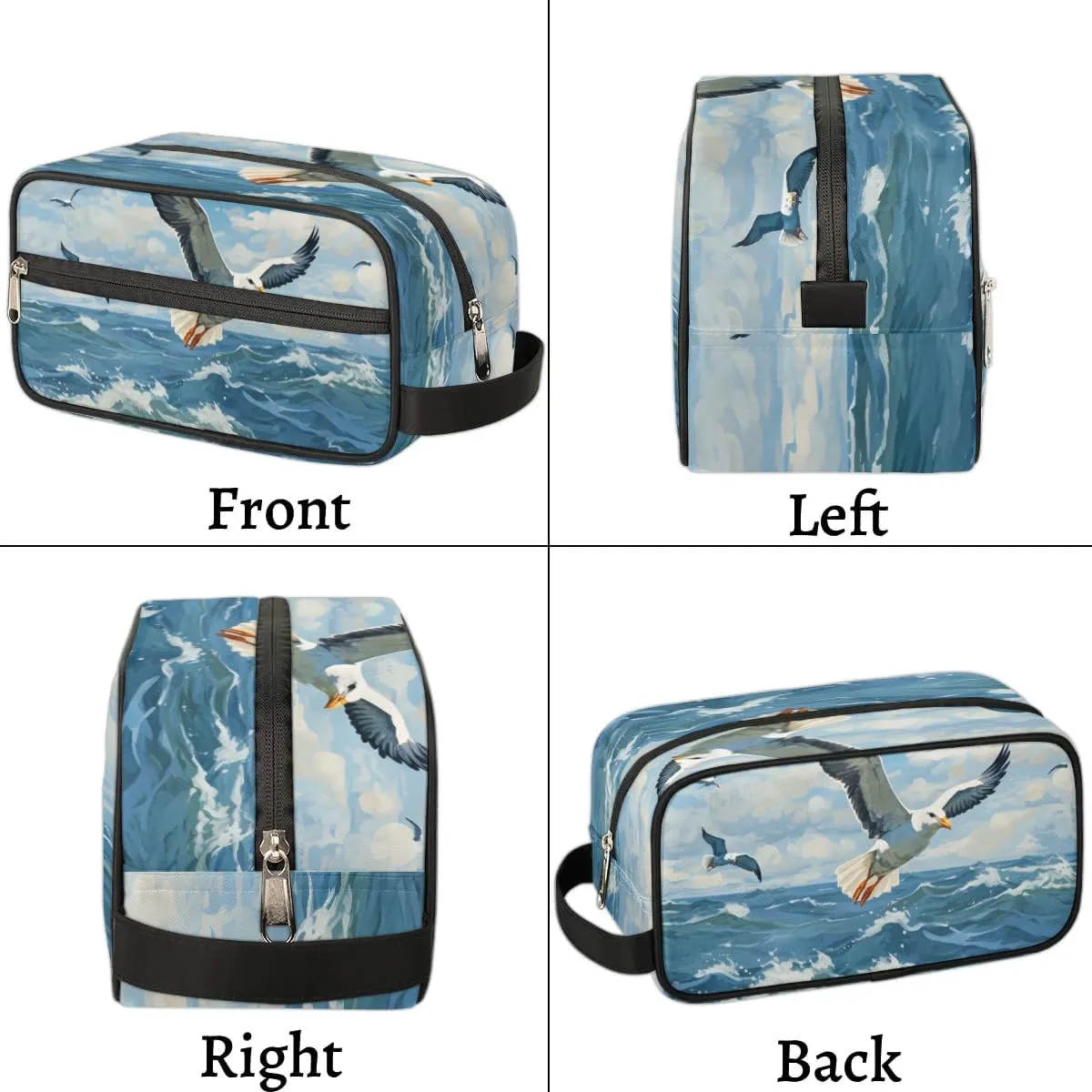 Travel Toiletry Bag for Women Men Ocean Sea Seagulls Hanging Cosmetic Bag Waterproof Makeup Bag for Shaving Makeup Toothbrush & Travel Essentials