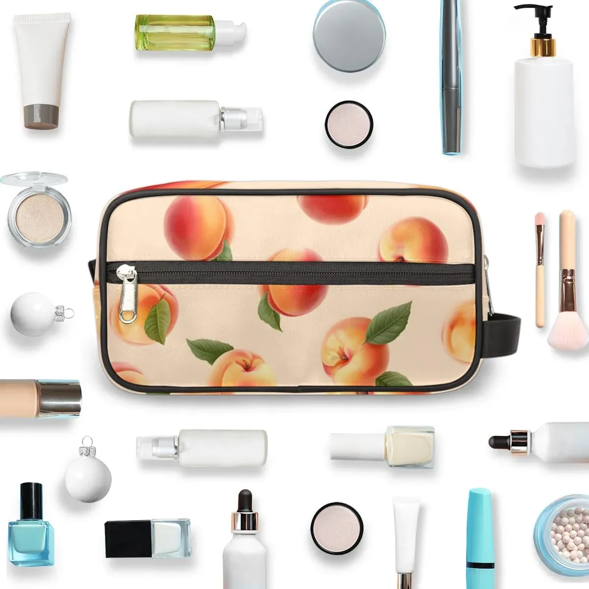 Travel Toiletry Bag for Women Men Peaches Hanging Cosmetic Bag Waterproof Makeup Bag for Shaving Makeup Toothbrush & Travel Essentials