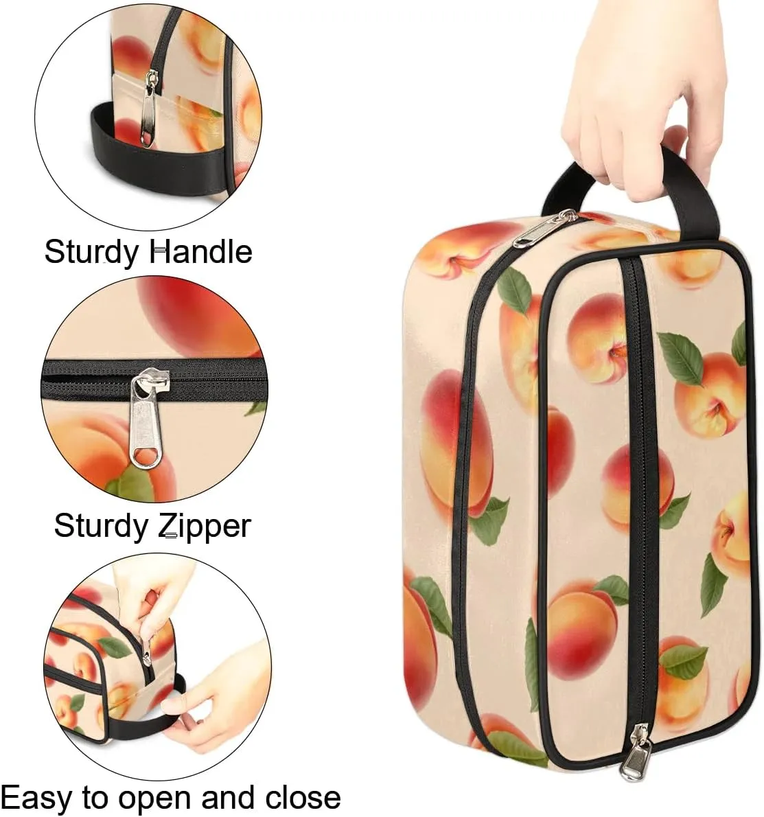 Travel Toiletry Bag for Women Men Peaches Hanging Cosmetic Bag Waterproof Makeup Bag for Shaving Makeup Toothbrush & Travel Essentials