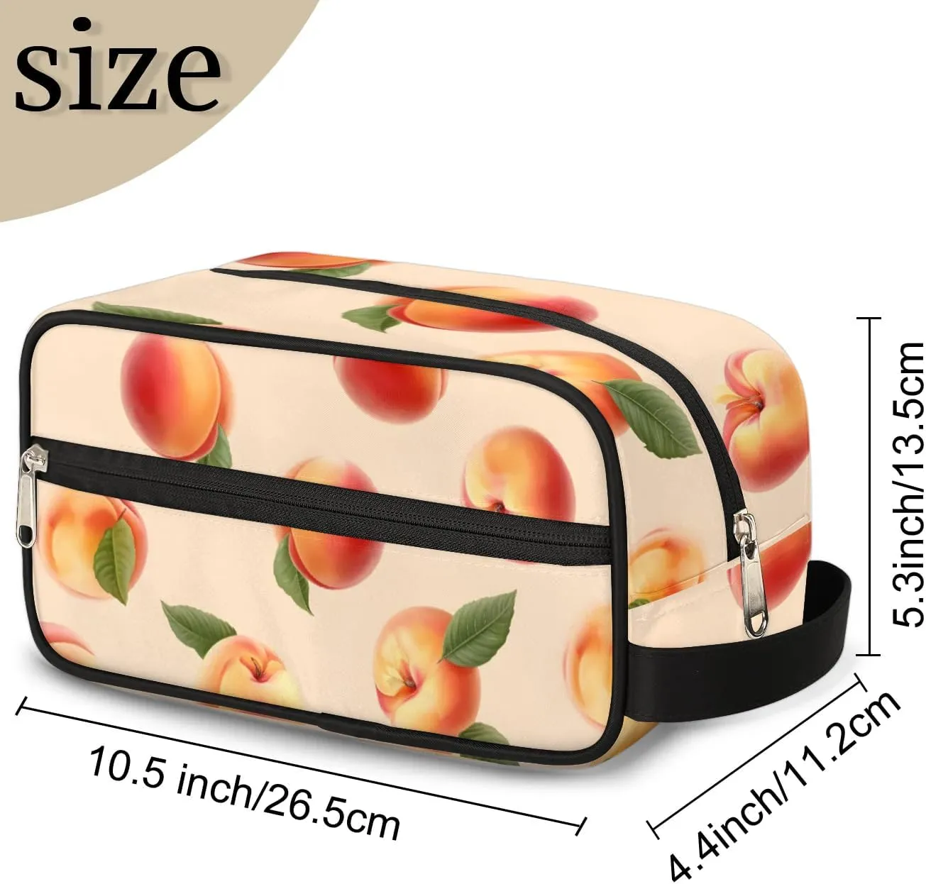 Travel Toiletry Bag for Women Men Peaches Hanging Cosmetic Bag Waterproof Makeup Bag for Shaving Makeup Toothbrush & Travel Essentials