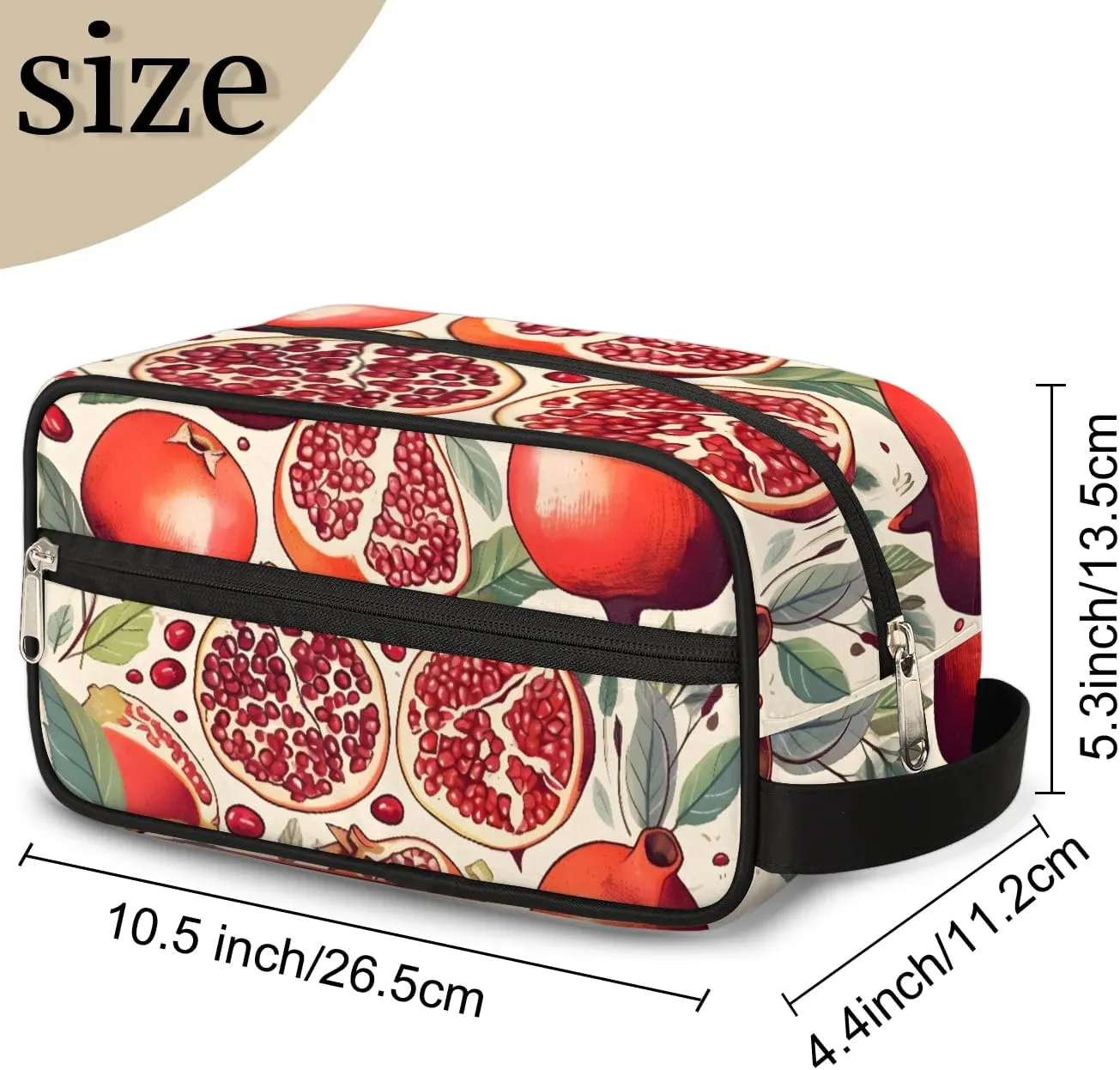 Travel Toiletry Bag for Women Men Pomegranate Leaves Hanging Cosmetic Bag Waterproof Makeup Bag for Shaving Makeup Toothbrush & Travel Essentials