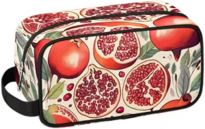 Travel Toiletry Bag for Women Men Pomegranate Leaves Hanging Cosmetic Bag Waterproof Makeup Bag for Shaving Makeup Toothbrush & Travel Essentials