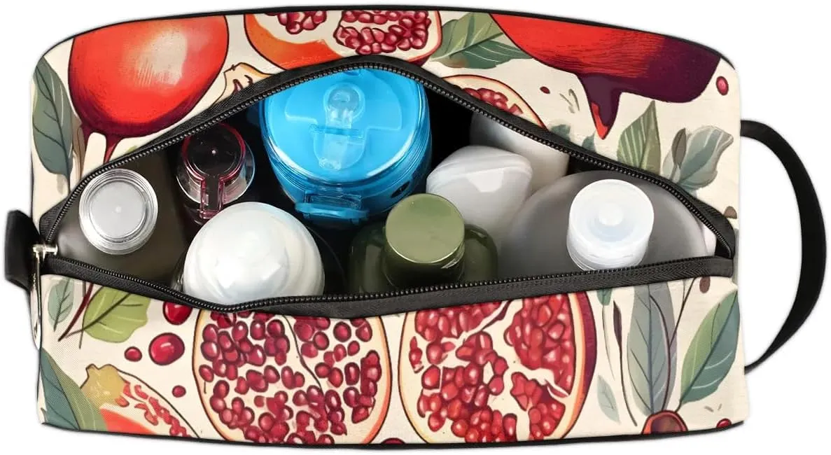Travel Toiletry Bag for Women Men Pomegranate Leaves Hanging Cosmetic Bag Waterproof Makeup Bag for Shaving Makeup Toothbrush & Travel Essentials