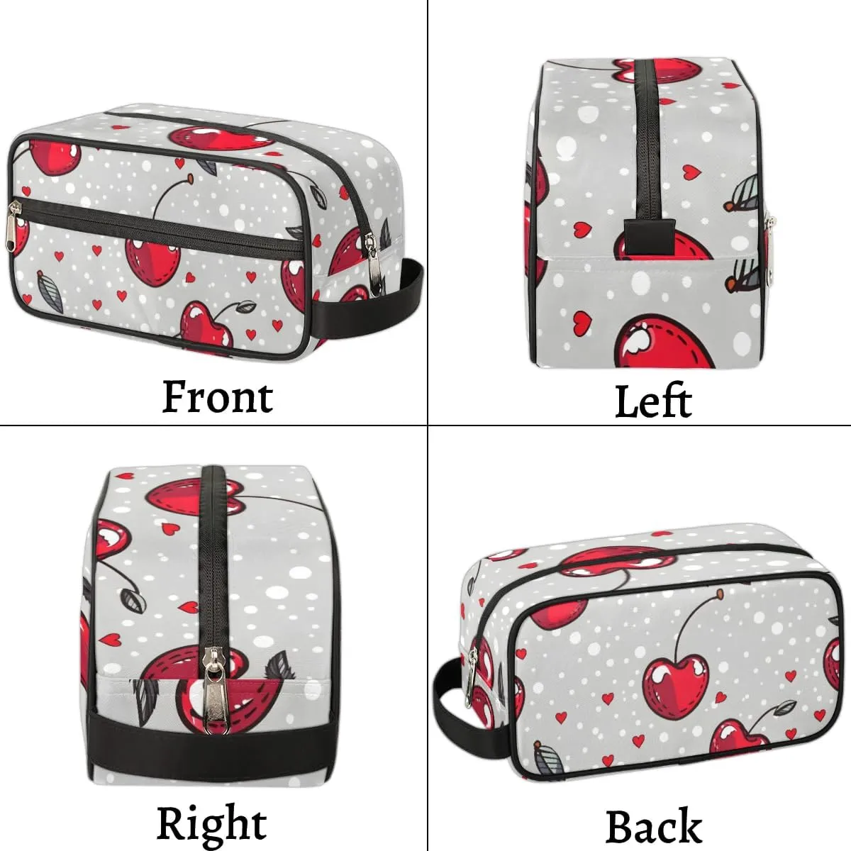 Travel Toiletry Bag for Women Men Red Cherries Pattern Hanging Cosmetic Bag Waterproof Makeup Bag for Shaving Makeup Toothbrush & Travel Essentials