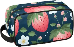 Travel Toiletry Bag for Women Men Strawberries Fruit Hanging Cosmetic Bag Waterproof Makeup Bag for Shaving Makeup Toothbrush & Travel Essentials