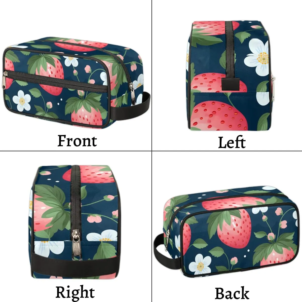 Travel Toiletry Bag for Women Men Strawberries Fruit Hanging Cosmetic Bag Waterproof Makeup Bag for Shaving Makeup Toothbrush & Travel Essentials