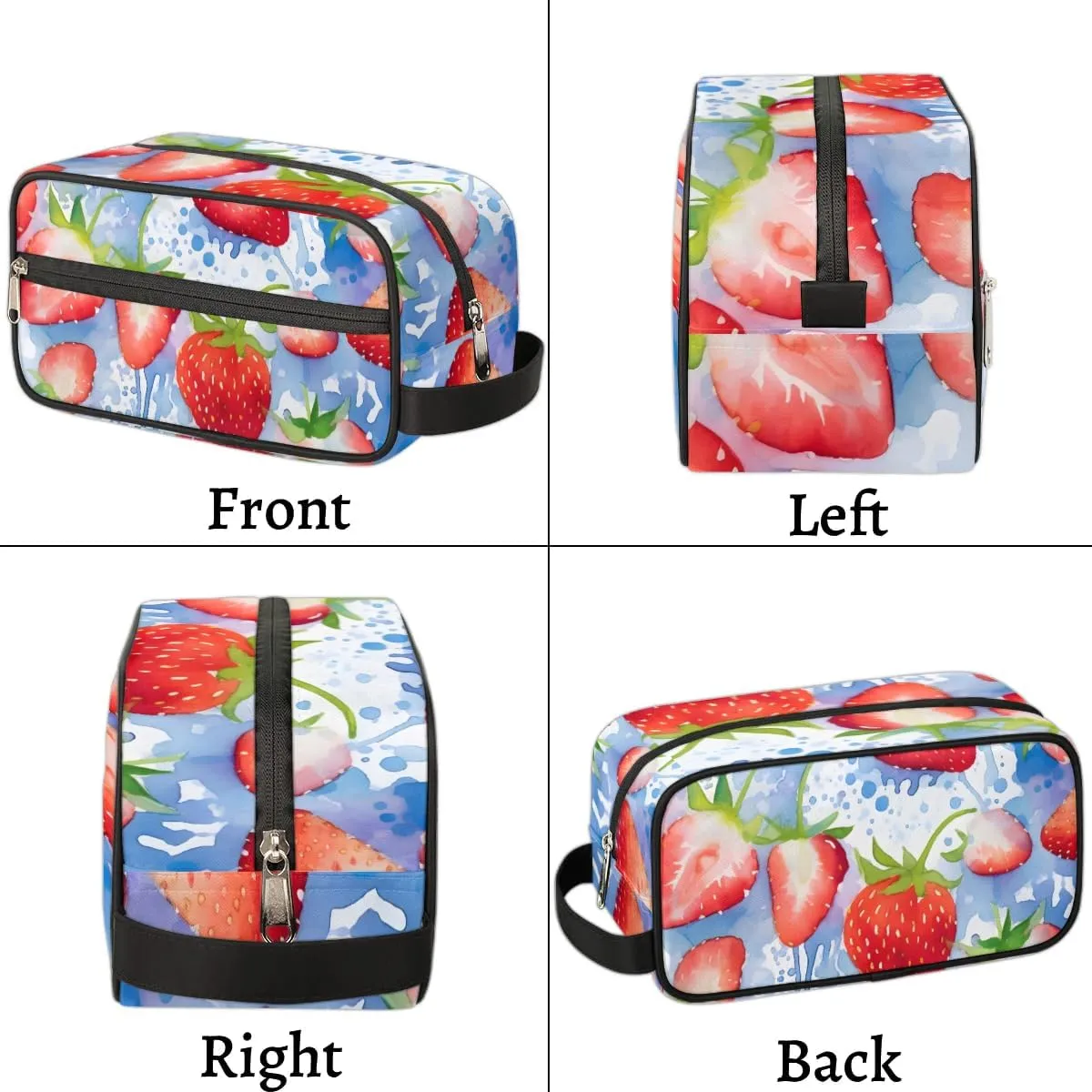 Travel Toiletry Bag for Women Men Watercolor Strawberry Hanging Cosmetic Bag Waterproof Makeup Bag for Shaving Makeup Toothbrush & Travel Essentials