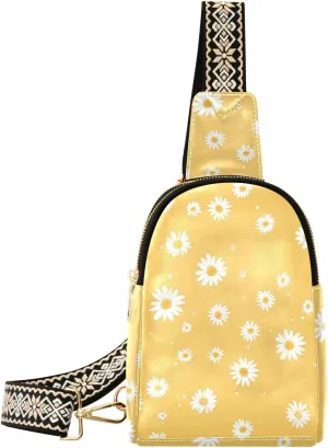 trendy Daisy Yellow Simple Flowers bag for women leather fanny pack for men for hiking