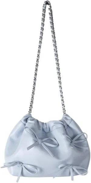 Trendy Small Purses Soft Leather Pleated Bucket Bags Shoulder Bag with Chain Cute Hobo Solid Shoulder Bags for Women
