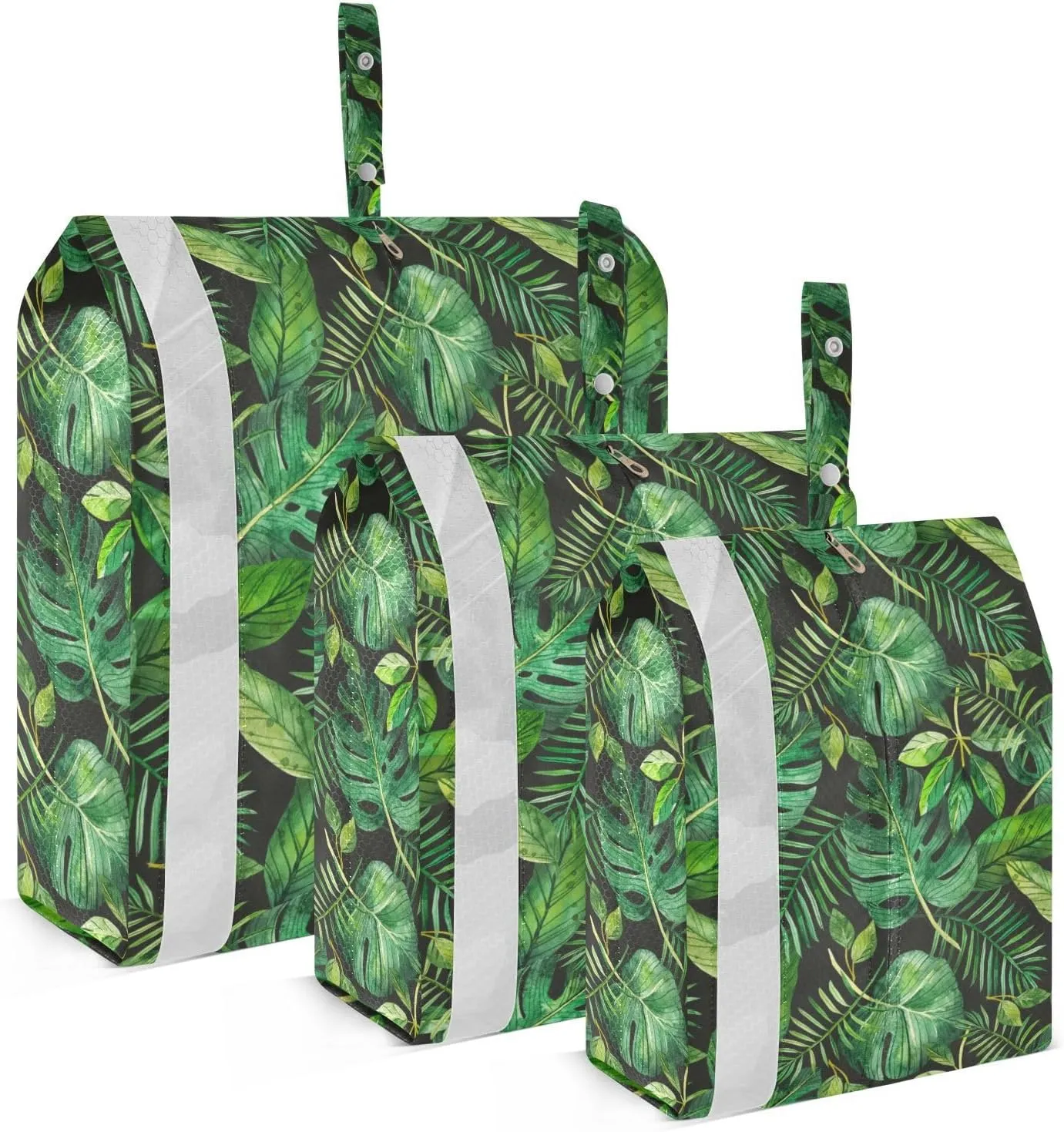 Tropical Leaves Packing Cubes Set of 3, Lightweight Travel Luggage Organizers Foldable Bags for Easy Packing and Organization