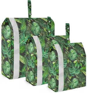 Tropical Leaves Packing Cubes Set of 3, Lightweight Travel Luggage Organizers Foldable Bags for Easy Packing and Organization