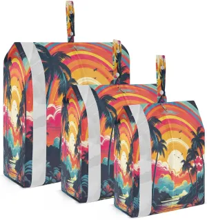 Tropical Palm Island Compression Packing Cubes Suitcase Organizer Bags Set for Travel Cubes for Carry on Suitcases