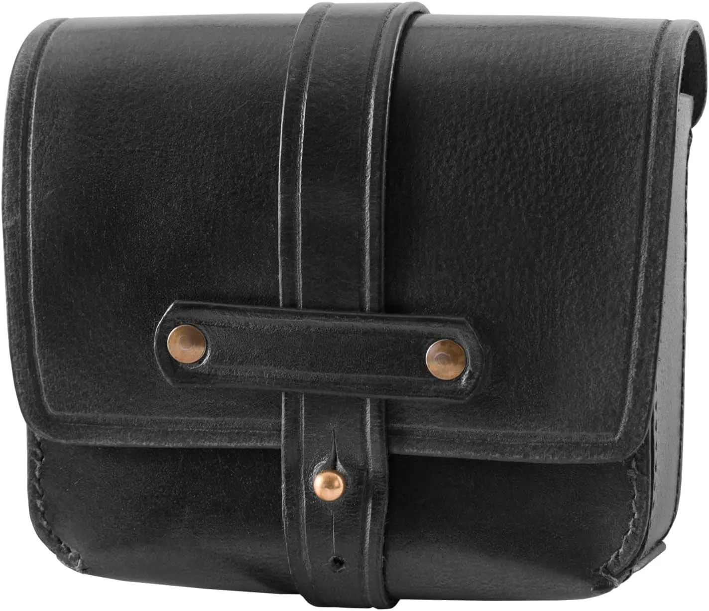 Ulfberth - Small Medieval Belt Bag  made of real buffalo leather  fanny pack for men and women - for Reenactment, Medieval and Ren fais, Larp (Black)