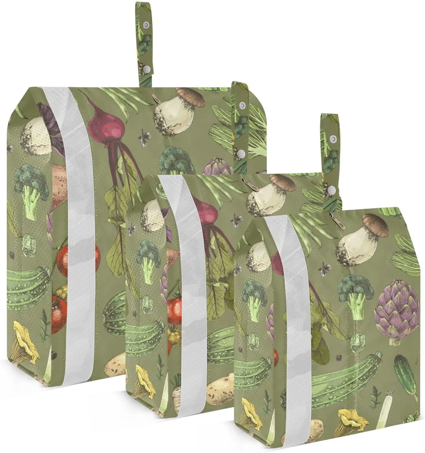 Vegetables Print Packing Cubes Set of 3, Lightweight Travel Luggage Organizers Foldable Bags for Easy Packing and Organization