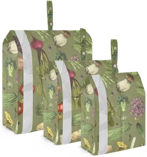Vegetables Print Packing Cubes Set of 3, Lightweight Travel Luggage Organizers Foldable Bags for Easy Packing and Organization