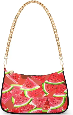 Vibrant Colorful Slices Watermelon Red Small Bag, Womens Shoulder Bags Crossbody
