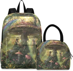 Vibrant Fairy Tale Scene Kids Book Bags Cooler Bag Insulated Waterproof, Girls Backpacks Elementary