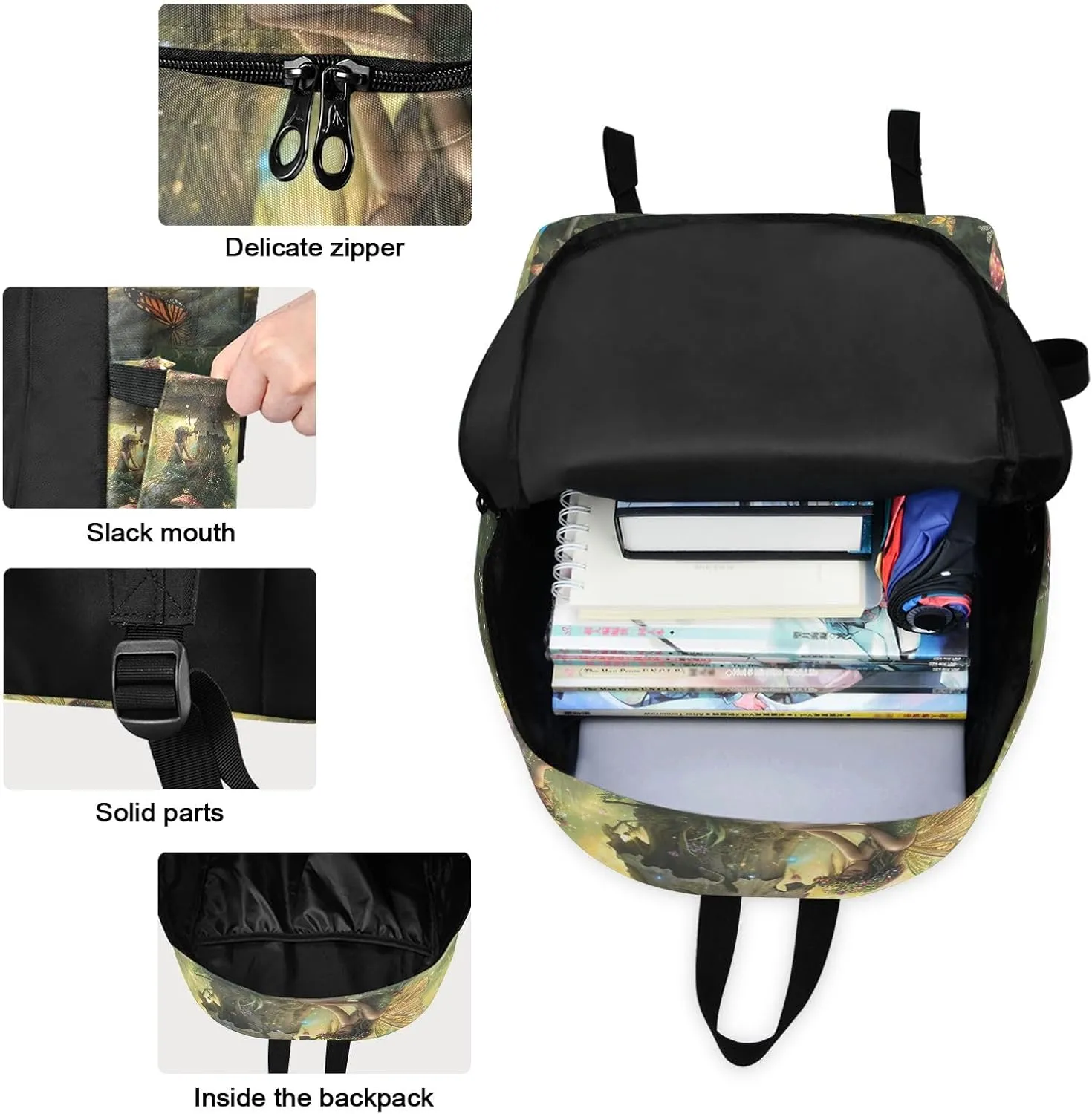 Vibrant Fairy Tale Scene Kids Book Bags Cooler Bag Insulated Waterproof, Girls Backpacks Elementary
