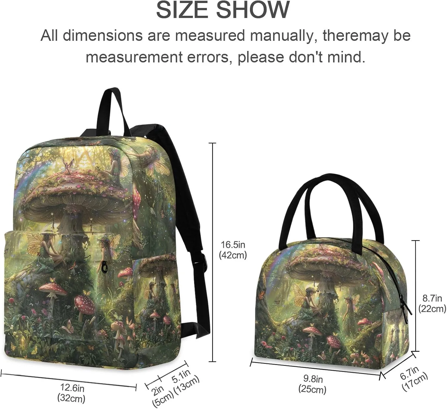 Vibrant Fairy Tale Scene Kids Book Bags Cooler Bag Insulated Waterproof, Girls Backpacks Elementary