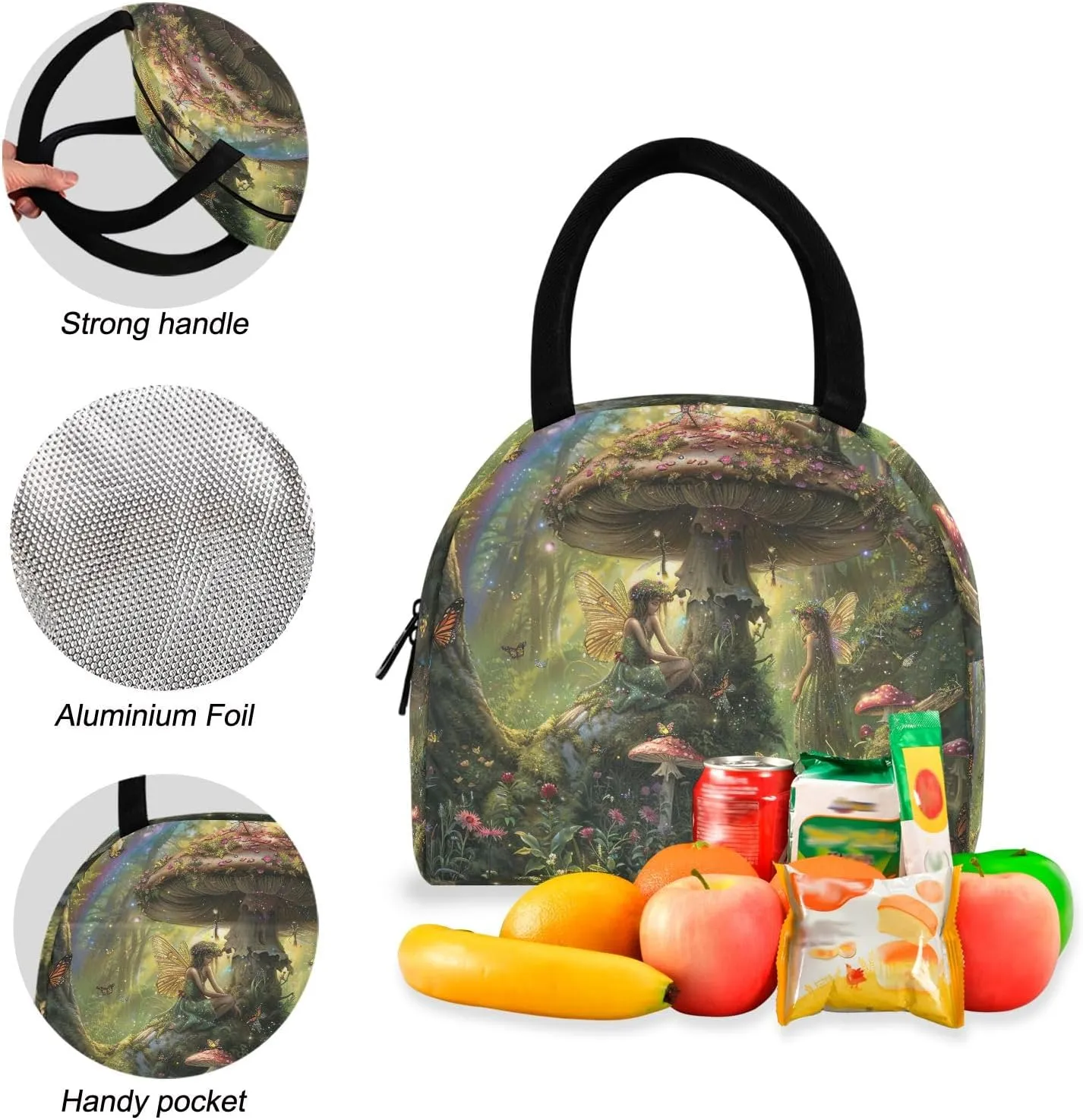 Vibrant Fairy Tale Scene Kids Book Bags Cooler Bag Insulated Waterproof, Girls Backpacks Elementary