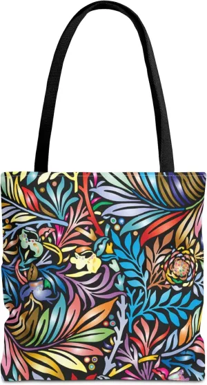 Vibrant Floral Tote Bag, Colorful Reusable Shopping Tote