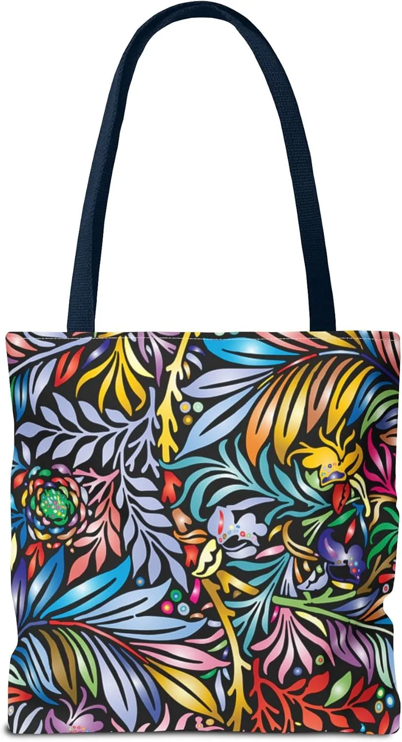 Vibrant Floral Tote Bag, Colorful Reusable Shopping Tote