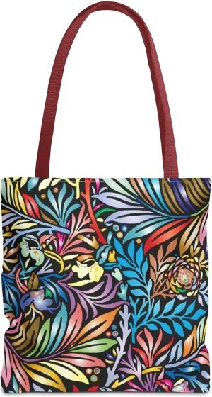 Vibrant Floral Tote Bag, Colorful Reusable Shopping Tote