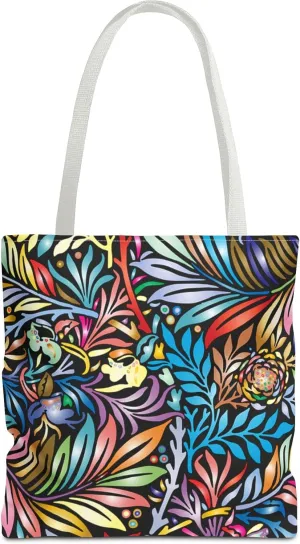 Vibrant Floral Tote Bag, Colorful Reusable Shopping Tote