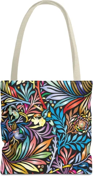 Vibrant Floral Tote Bag, Colorful Reusable Shopping Tote