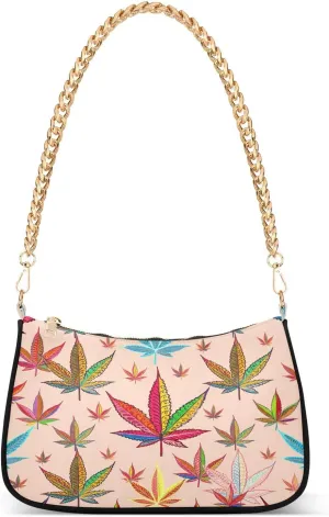 Vibrant Leaves Peach Cream Small Womens Purse, Womens Shoulder Bags Crossbody