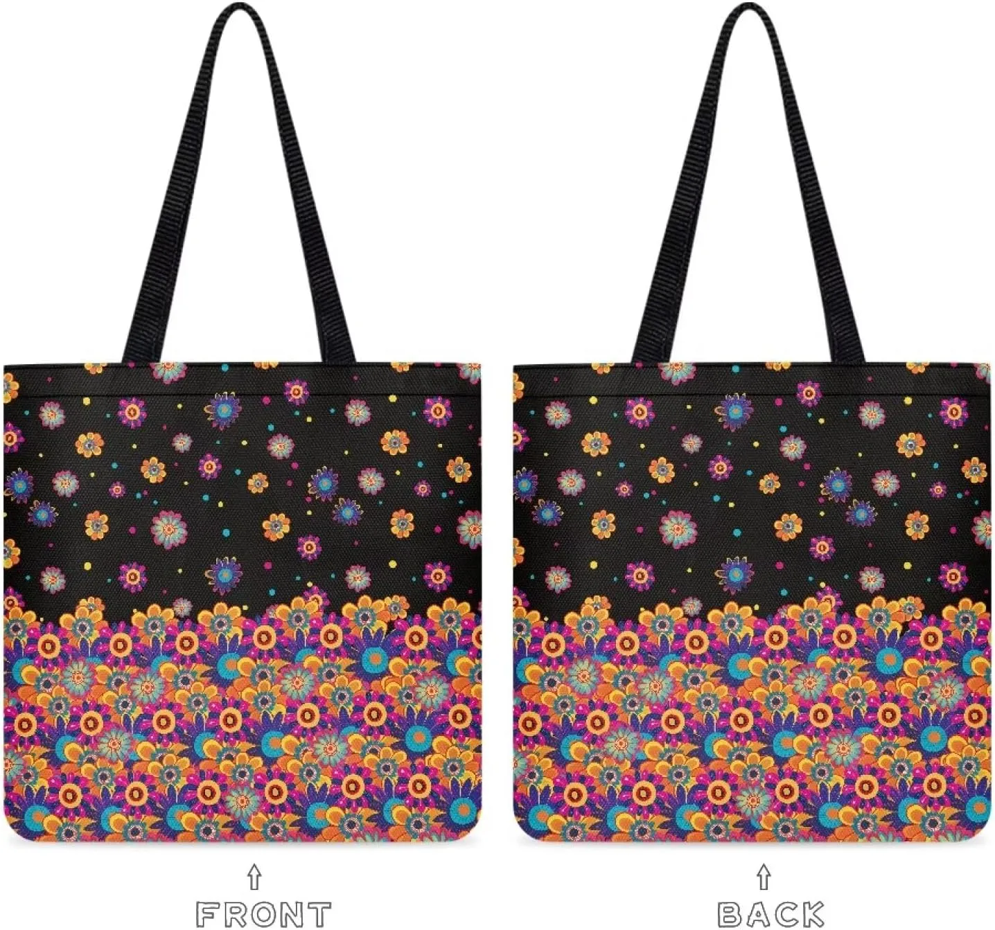 Vibrant Pattern Tote Bag for WomenReusable Handbag for Shopping School Sports