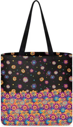 Vibrant Pattern Tote Bag for WomenReusable Handbag for Shopping School Sports