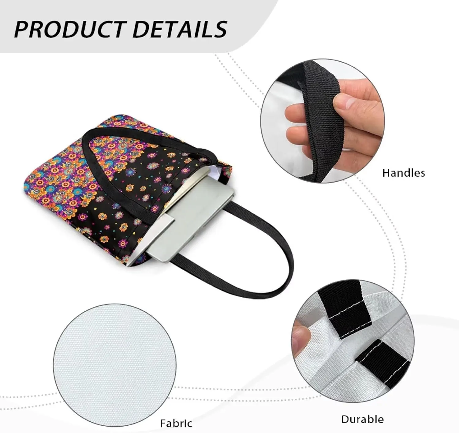 Vibrant Pattern Tote Bag for WomenReusable Handbag for Shopping School Sports