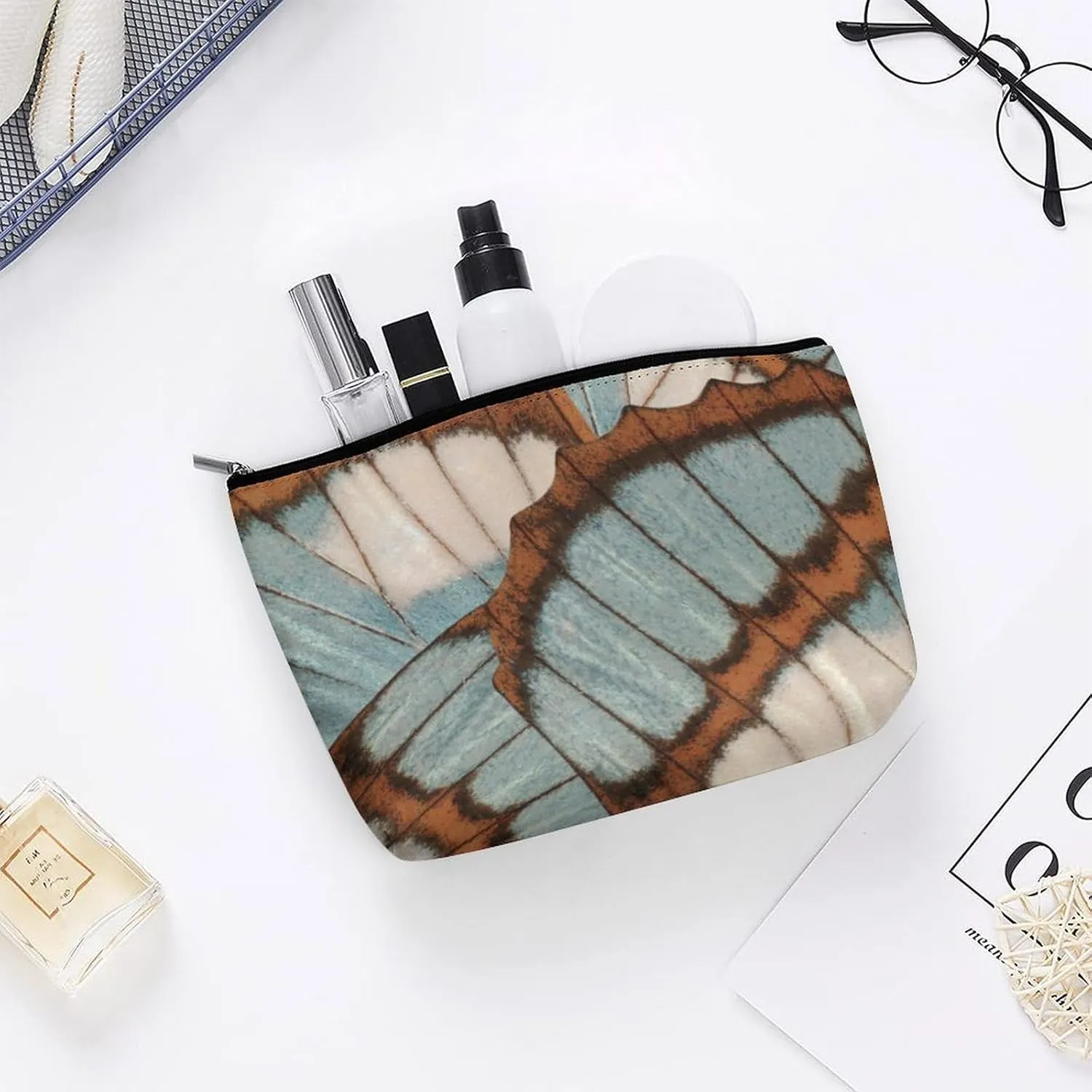 Vintage Classic Personalized Makeup Bag, Sail PU Cosmetic Bag Travel Makeup Bag,Zipper Makeup Pouch for Women-Toiletry Bags for Traveling Women