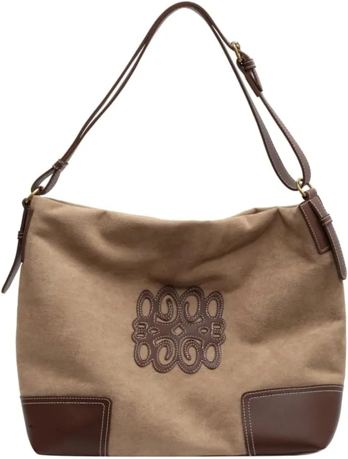 Vintage Suede Tote Bag Large Capacity Casual Hobo Bag Satchel Purse Chic Shoulder Handbag Crossbody Underarm Bag for Women