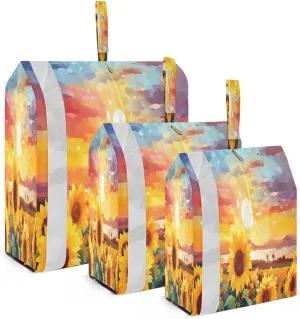 Vintage Sunflowers Field Landscape Compression Packing Cubes Large Travel Packing Cubes Luggage Organizers for Suitcases Travel Bag for Women Men Travel Luggage