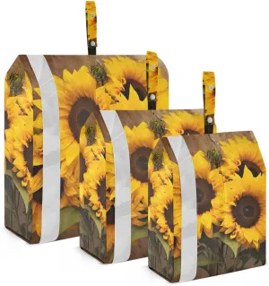 Vintage Sunflowers Packing Cubes Set of 3, Lightweight Travel Luggage Organizers Foldable Bags for Easy Packing and Organization