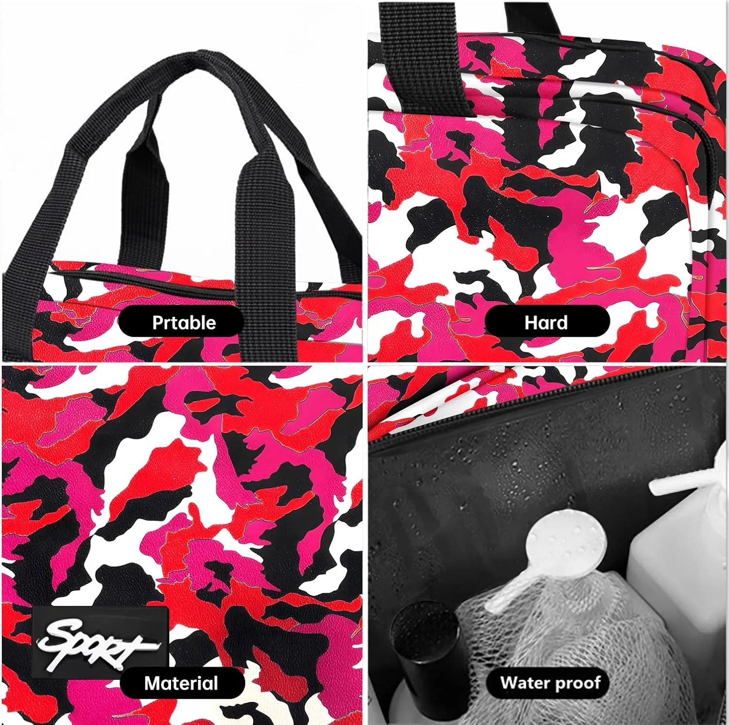 Wash Bags for Boys & Girls,Lightweight Carry-On Size,Toiletry Bag for Traveling,Small Tote Bags,Sport Toiletry Bag, (051hong)